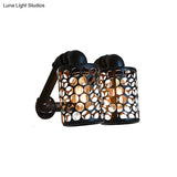 Farmhouse Wall Sconce With Hollow-Out Design And Metallic Black Finish