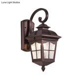 Farmhouse Water Glass Coffee Sconce Wall Lamp With Swirl Arm - 1 Light