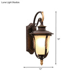 Farmhouse White Ribbed Glass Acorn Outdoor Wall Lamp Sconce - 1-Bulb Coffee Up/Down Mount