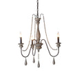 Farmhouse Wood Chandelier: Swooping Arms Candelabra Design Ceiling Light 3 / Distressed