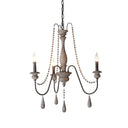 Farmhouse Wood Chandelier: Swooping Arms Candelabra Design Ceiling Light 3 / Distressed