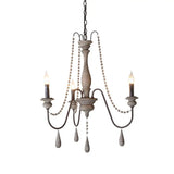 Farmhouse Wood Chandelier: Swooping Arms Candelabra Design Ceiling Light 3 / Distressed