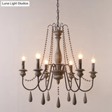 Farmhouse Wood Chandelier: Swooping Arms Candelabra Design Ceiling Light
