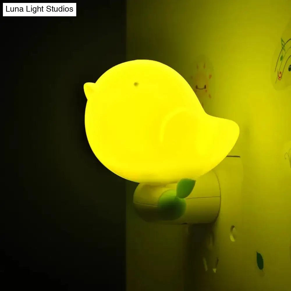 Fat Bird Led Night Light: Kindergarten Wall Light Plug-In Plastic Candy Colored