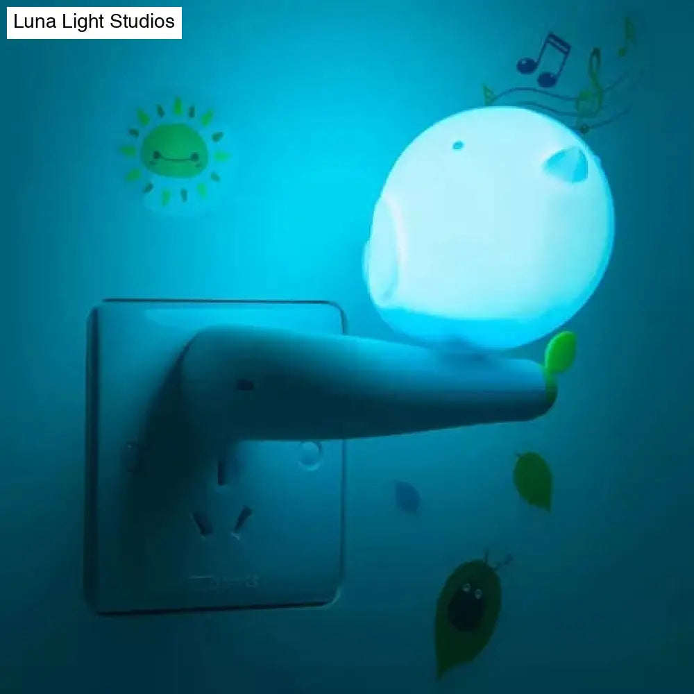 Fat Bird Led Night Light: Kindergarten Wall Light Plug-In Plastic Candy Colored