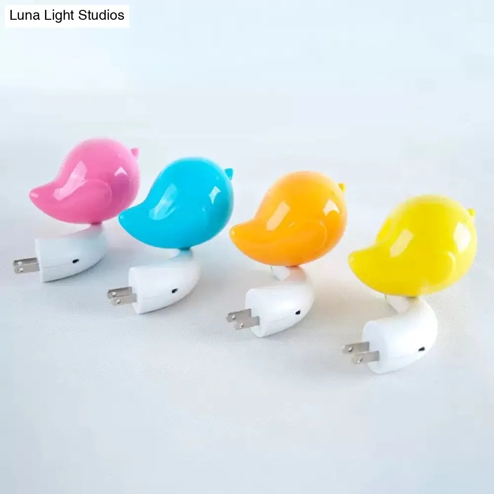 Fat Bird Led Night Light: Kindergarten Wall Light Plug-In Plastic Candy Colored