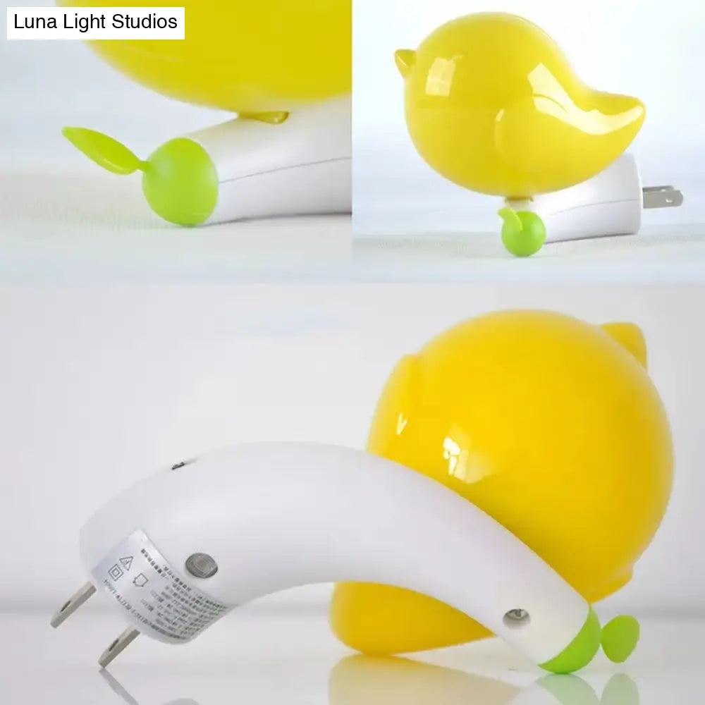 Fat Bird Led Night Light: Kindergarten Wall Light Plug-In Plastic Candy Colored