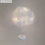 Feather Cloud Table Lamp: Romantic Nordic White Night Light With Crystal Accent