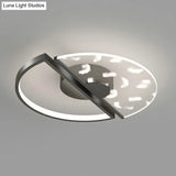 Feather Patterned Led Acrylic Ceiling Mount Flush Light Black / 18 Natural