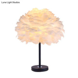 Feather Shade Table Lamp: Minimalist Flower Blossom Nightstand Light