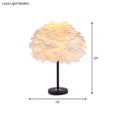 Feather Shade Table Lamp: Minimalist Flower Blossom Nightstand Light