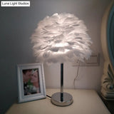 Feathered Modern Artichoke Plug-In Table Light: 1 Light Girls Room Nightstand Lamp (Pink/Grey/White)