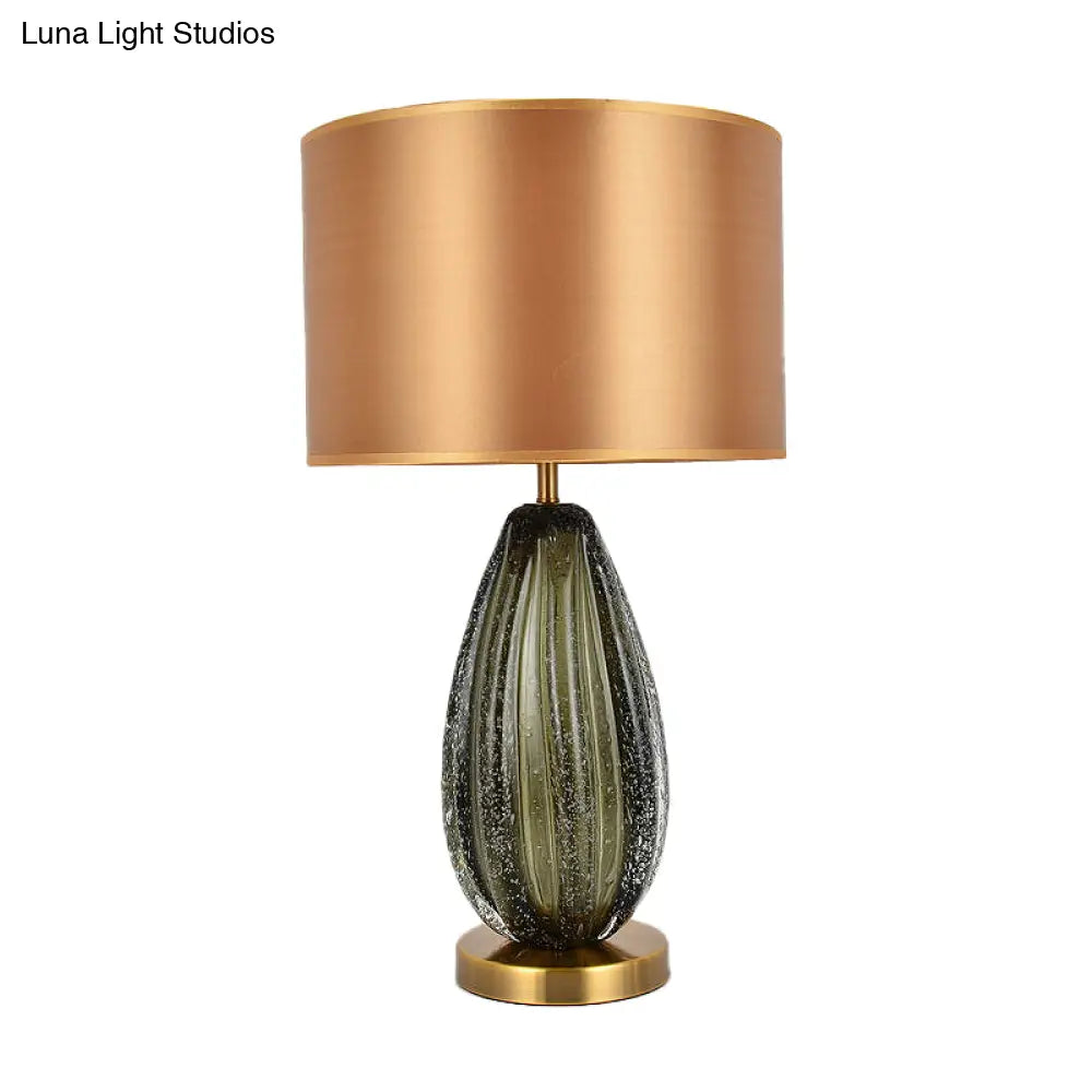 Federica - Vintage 1-Light Melon Table Lamp Ideas Hand-Worked Green Bubble Glass Night Lighting
