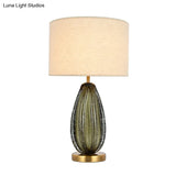 Federica - Vintage 1-Light Melon Table Lamp Ideas Hand-Worked Green Bubble Glass Night Lighting