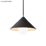 Felt Tapered Ceiling Light Farmhouse 1-Light - Black/Grey For Dining Room