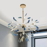 Firefly Agate Ceiling Pendant Lamp - Modern 4/16-Light Chandelier For Living Room In Blue/Green 20 /