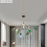 Firefly Agate Ceiling Pendant Lamp - Modern 4/16-Light Chandelier For Living Room In Blue/Green