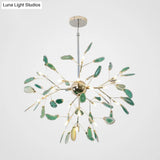 Firefly Agate Ceiling Pendant Lamp - Modern 4/16-Light Chandelier For Living Room In Blue/Green