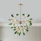 Firefly Agate Ceiling Pendant Lamp - Modern 4/16-Light Chandelier For Living Room In Blue/Green 16 /