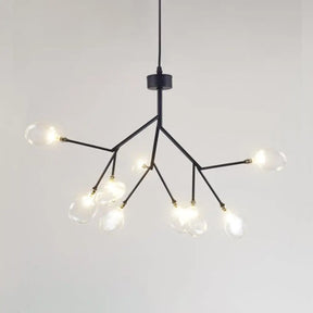 Firefly Chandelier Pendant Light - Clear Glass Dining Room Led Fixture In Black 9 /