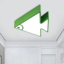 Fish Led Ceiling Lamp For Kids - Acrylic Flush Mount Light In Red/Green/Blue Green
