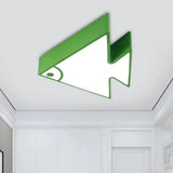Fish Led Ceiling Lamp For Kids - Acrylic Flush Mount Light In Red/Green/Blue Green