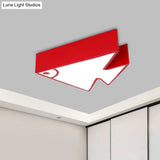 Fish Led Ceiling Lamp For Kids - Acrylic Flush Mount Light In Red/Green/Blue