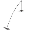 Fishing Floor Lamp: Simplicity Metal Led Light With Dangling Shade Black