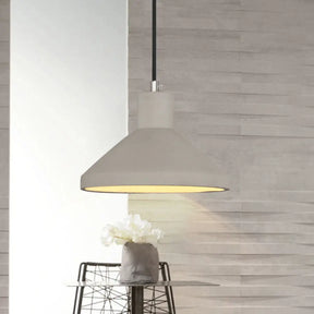 Flare Coffee House Pendant Lamp - Antiqued Cement 1-Bulb Grey Hanging Light Kit