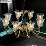 Flared Glass Chandelier Light Fixture With Ruffle Edge In Brass - Traditional Ceiling Lighting
