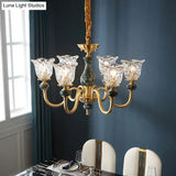 Flared Glass Chandelier Light Fixture With Ruffle Edge In Brass - Traditional Ceiling Lighting