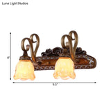 Flared Glass Iron Sconce With Tan Texture | Wall Mounted Vanity Light Traditional Design 1/2 Lights