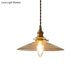 Flared Glass Pendant Ceiling Light For Dining Room - Industrial Single Hanging Design