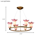Flared Pendant Lamp - Traditional Purple Glass Led Chandelier For Living Room 6 Bulbs