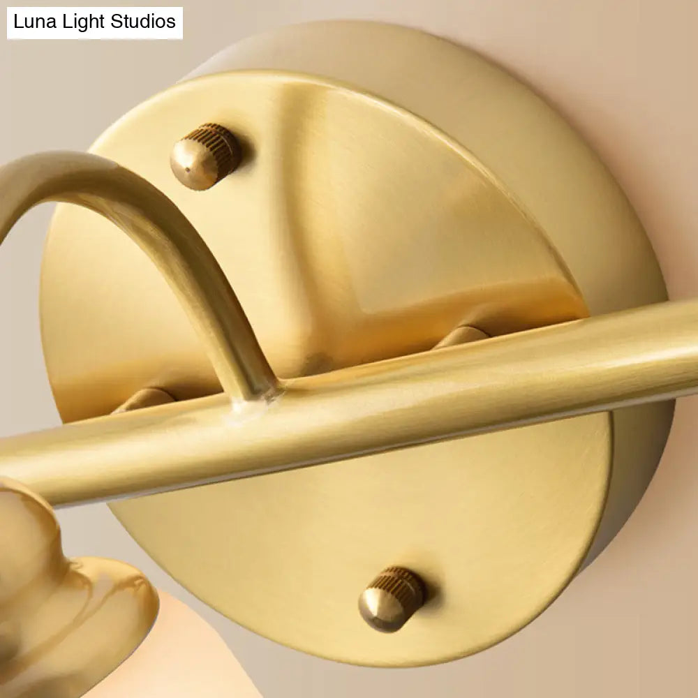 Flared Sconce Vanity Light - 2/3 Lights White Glass Wall Mounted Gold Finish Bathroom Lighting