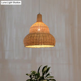 Flaxen Bamboo Pendant Ceiling Light - Exquisite Asian Gourd Design