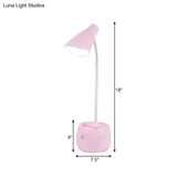 Flexible Gooseneck Led Desk Light With Pen Holder In Blue/Pink/White/Yellow Usb Charging Eye-Caring