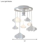 Floating Cloud Ceiling Mount Light - White Metallic Lamp For Baby Room