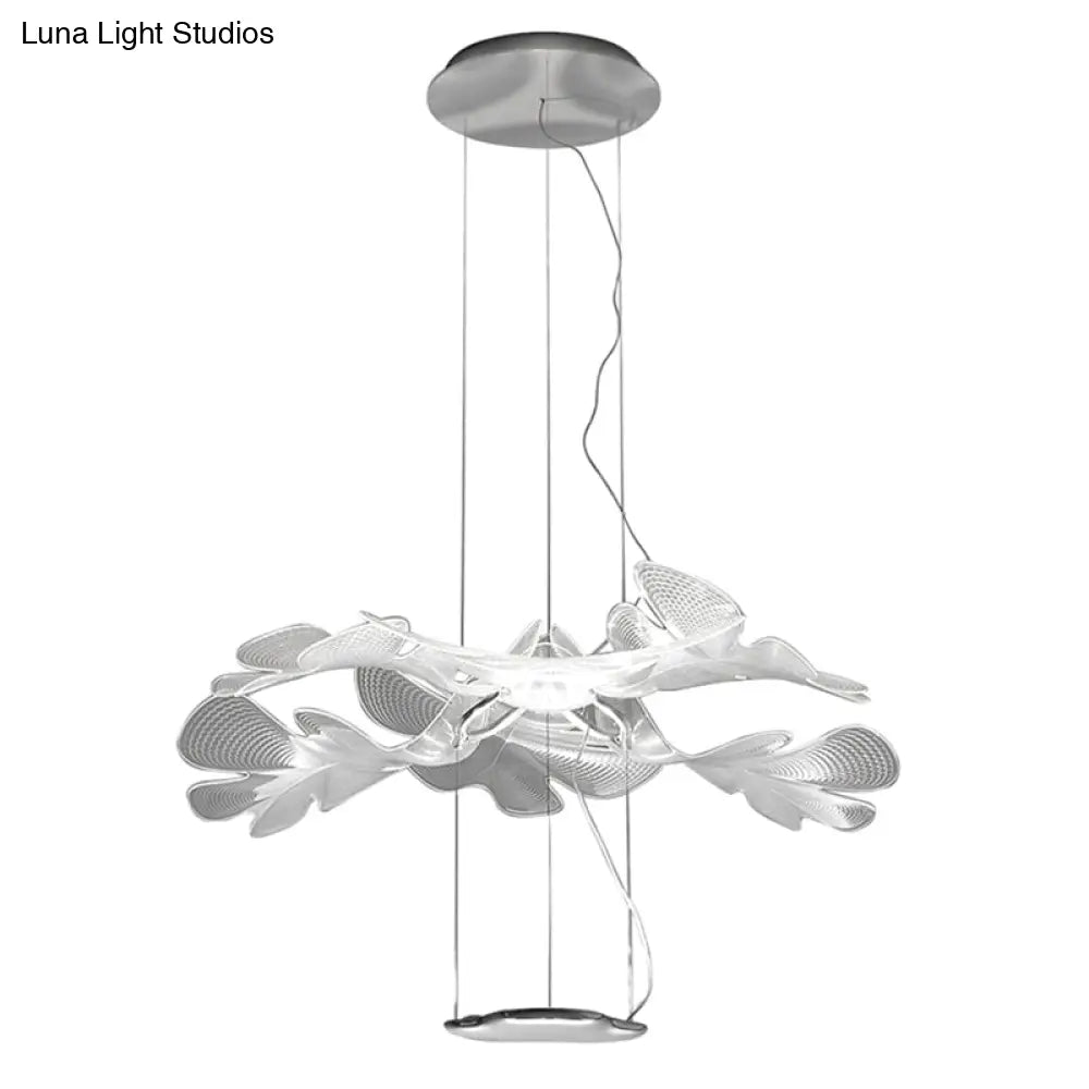 Floral Chandelier Art Deco Acrylic Led Ceiling Light For Living Room - Clear