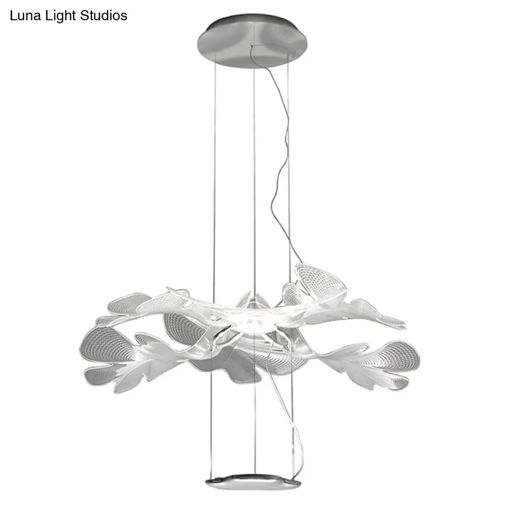 Floral Chandelier Art Deco Acrylic Led Ceiling Light For Living Room - Clear