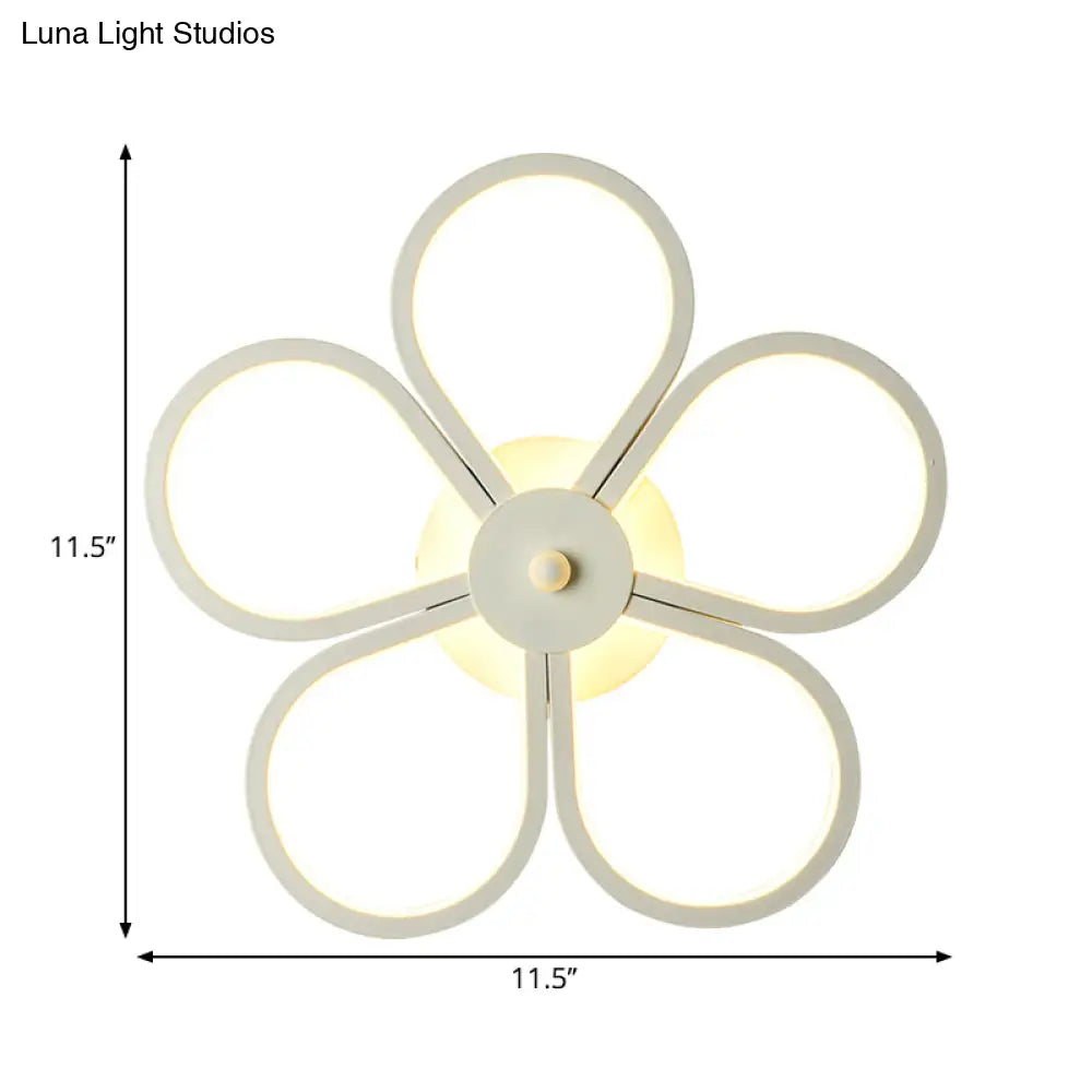 Floral Led Acrylic Wall Sconce Light Fixture White Cartoon Lighting For Bedroom
