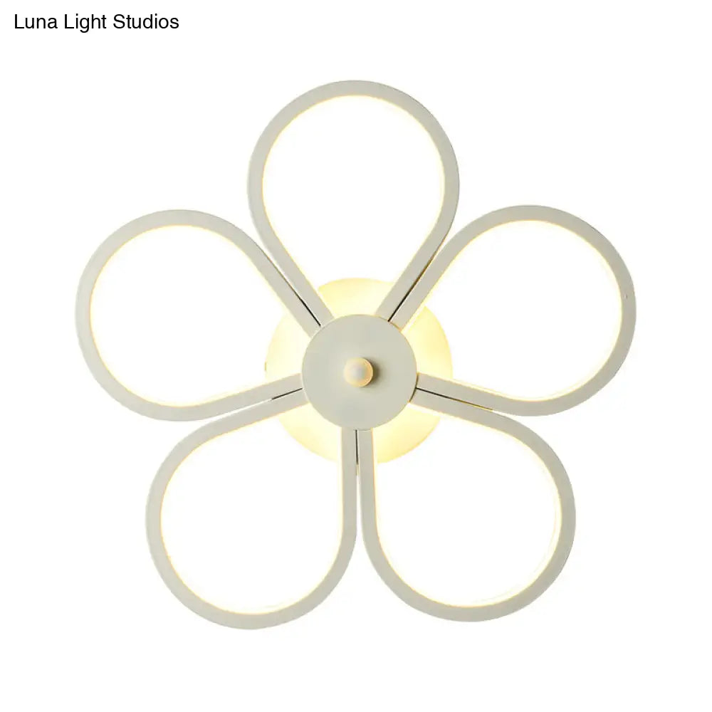 Floral Led Acrylic Wall Sconce Light Fixture White Cartoon Lighting For Bedroom