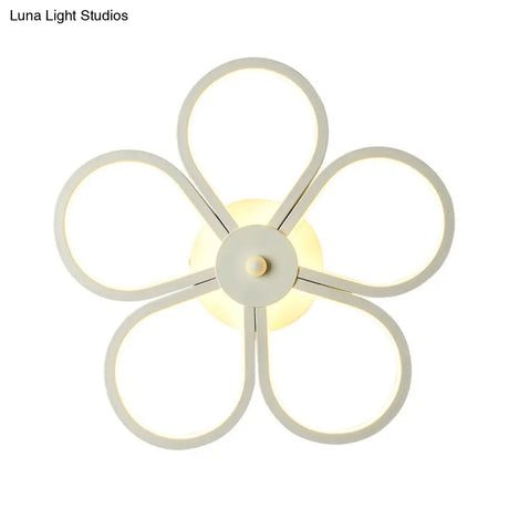Floral Led Acrylic Wall Sconce Light Fixture White Cartoon Lighting For Bedroom