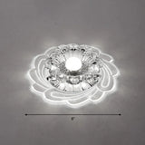 Floral Shade Crystal Led Flush Mount Lighting For Entryway - Minimalist Design Clear / White