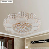 Flower Bedroom Ceiling Fixture: Clear Crystal Block Led Flush Mount Light With 3 Color Options