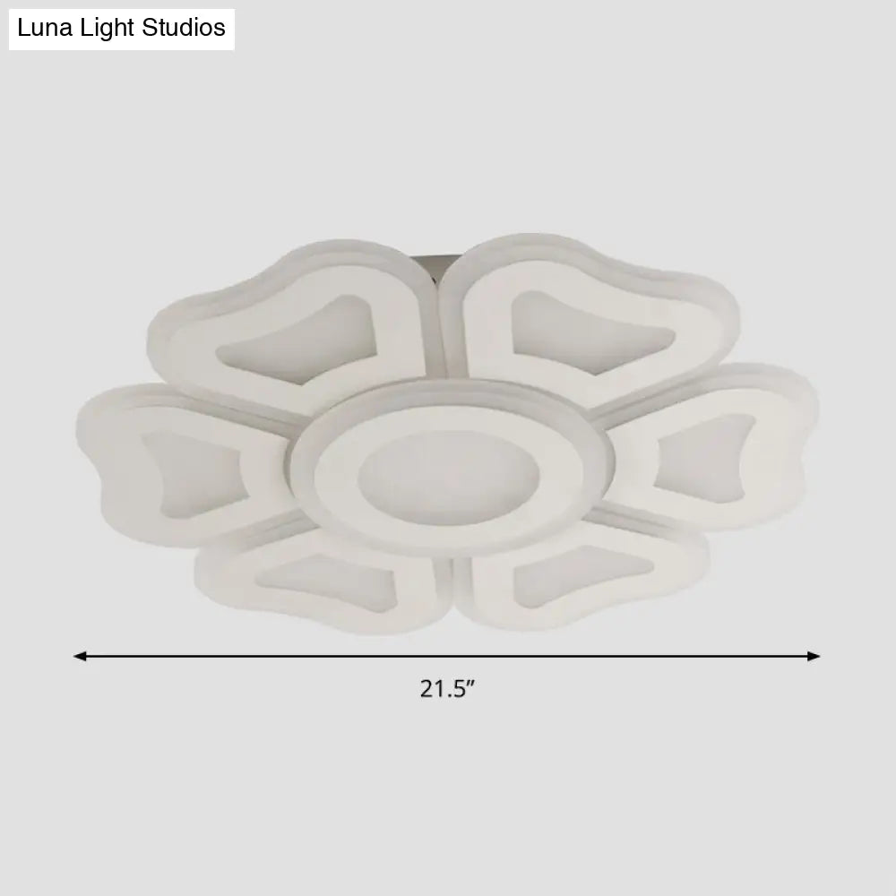 Flower Bedroom Led Ceiling Light Fixture In Modern White Acrylic Flush Design