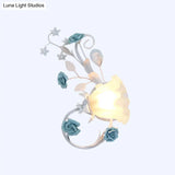 Flower Shade Frosted Glass Wall Sconce - Countryside 1-Light Bedroom Lamp In White
