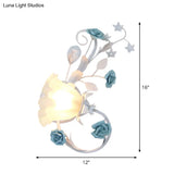 Flower Shade Frosted Glass Wall Sconce - Countryside 1-Light Bedroom Lamp In White
