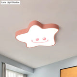 Flush Mount Cartoon Acrylic Led Pink Ceiling Light With Warm/White