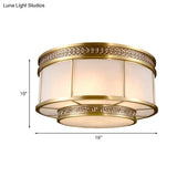 Flush Mount Colonial Opal Glass Ceiling Light Fixture With Gold Accent - Ring Restaurant